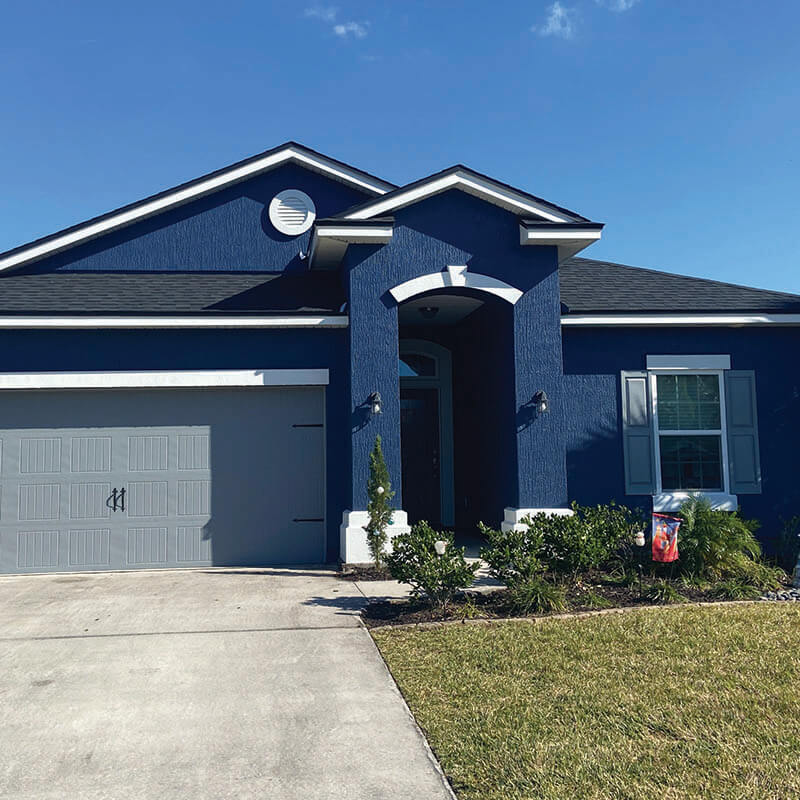 blue exterior painting project in Saint Augustine