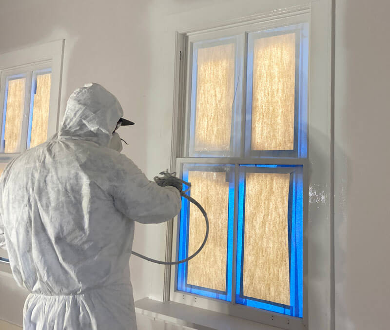 Indoor painting with sprayer