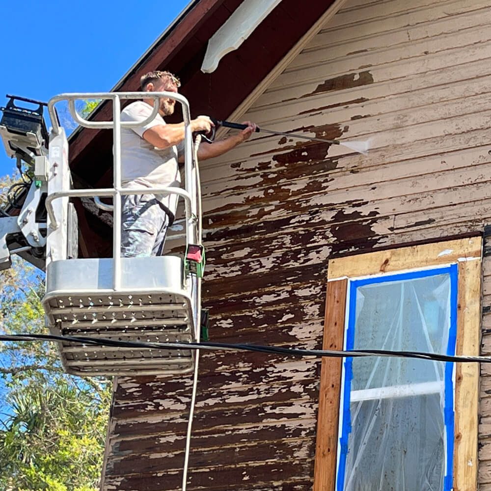 Exterior house washing and repainting Saint Augustine Florida