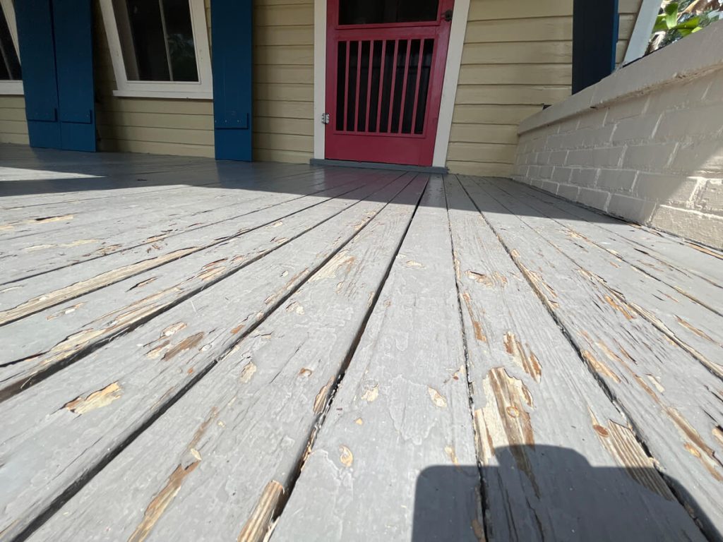 Home exterior wood surface before repainting in St. Augustine Florida