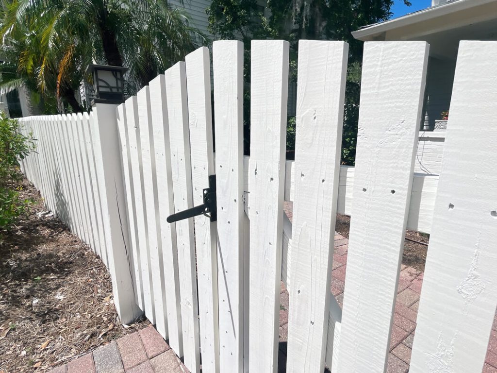 Wooden fence after painting