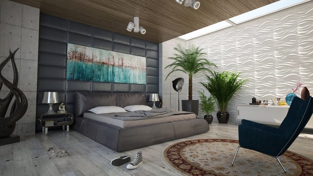 How to decorate a slanted wall bedroom with 3D wall panels