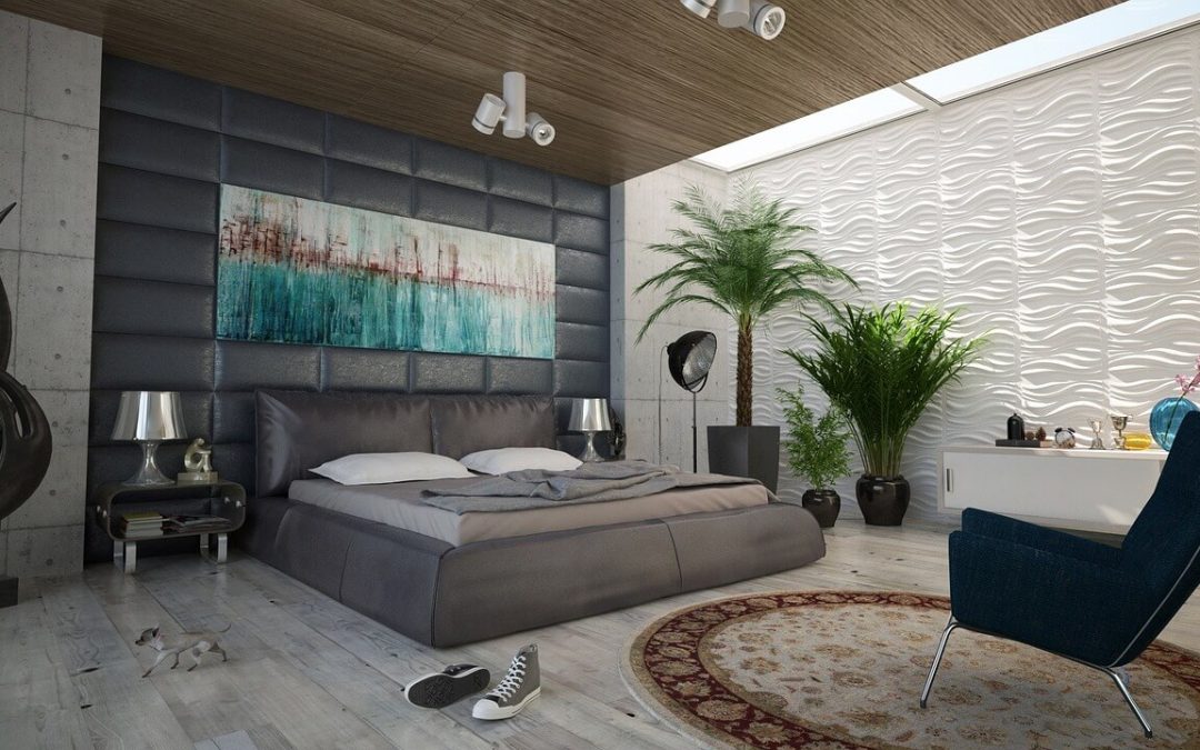 How to decorate a slanted wall bedroom with 3D wall panels